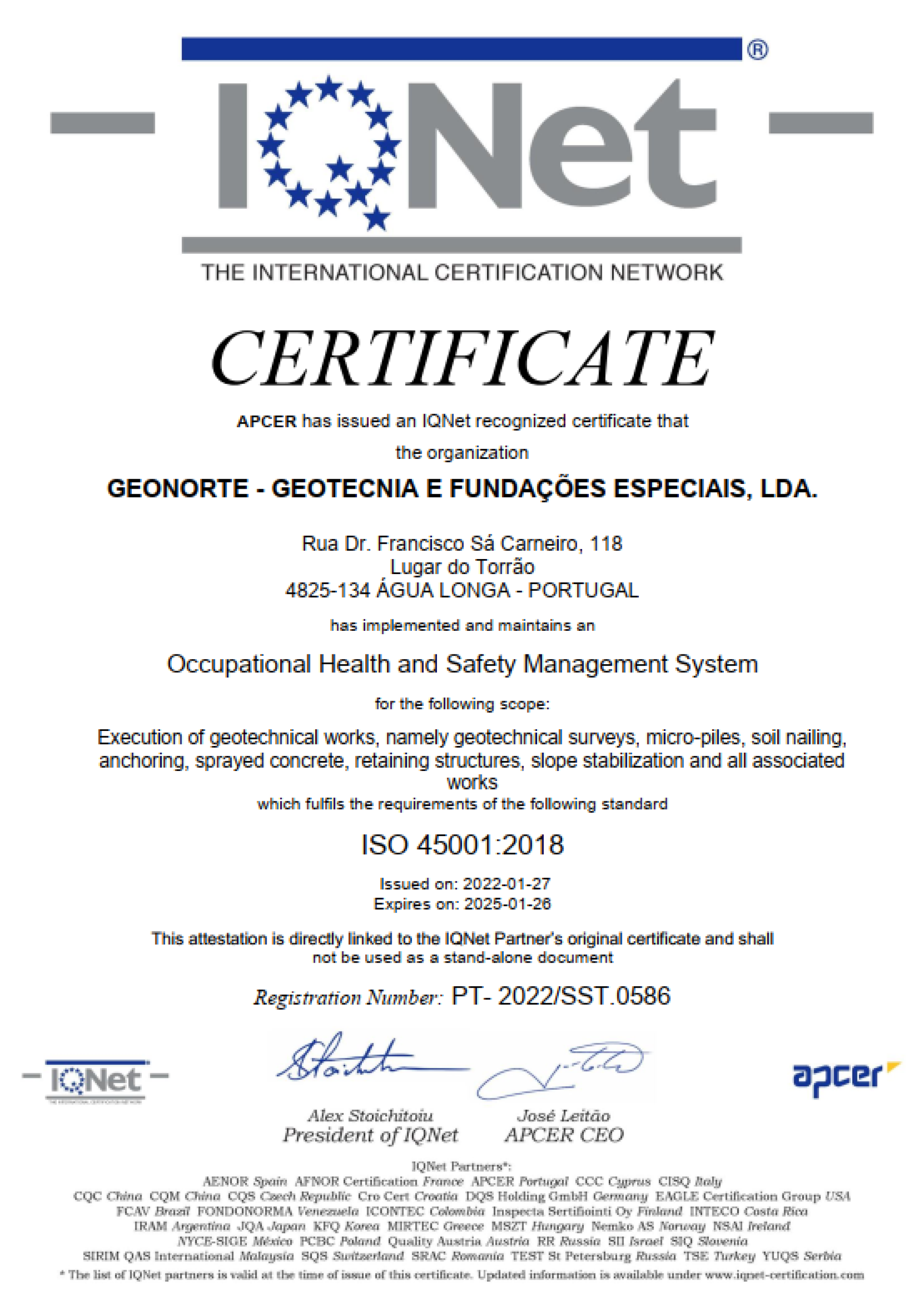 Certificado Apcer ISO 9001: 2015